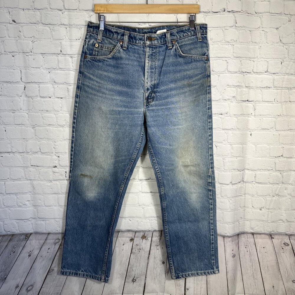 Vintage 90s Levi’s 505 Orange Tab Jeans Mens Blue Straight Denim 36x32 (34x28)